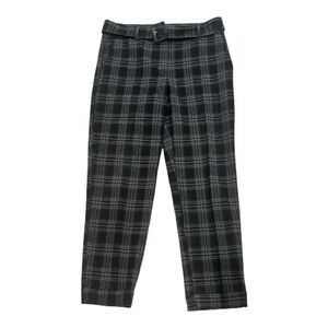 Loft Devlin Black and Gray Plaid Belted Pants - Size 2P
